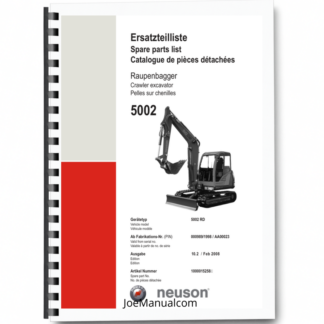 Wacker Neuson 5002RD Excavator Parts Catalog SN from 000989 1998 AA00023 v10.2 Printed Book