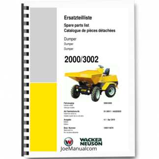 Wacker Neuson 2000 3002 Dumper Parts Catalog SN from S1-30011 AA30283D v4.1 Printed Book