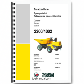 Wacker Neuson 2300 4002 Dumper Parts Catalog SN from S1-40011 v4.2 Printed Book