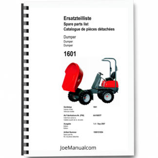 Wacker Neuson 1601 Dumper Parts Catalog SN from AA16007F v1.4 Printed Book