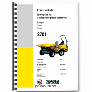 Wacker Neuson 2701 Dumper Parts Catalog SN from AA2701001 v4.2 Printed Book