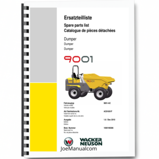 Wacker Neuson 9001 Dumper Parts Catalog SN from AC91001F v1.6 Printed Book