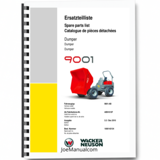 Wacker Neuson 9001 Dumper Parts Catalog SN from AB91013D v3.3 Printed Book