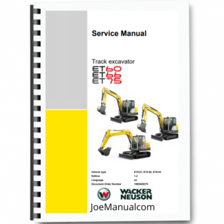 Wacker Neuson ET60 ET66 ET75 Excavator Service Manual v1.2 Printed Book