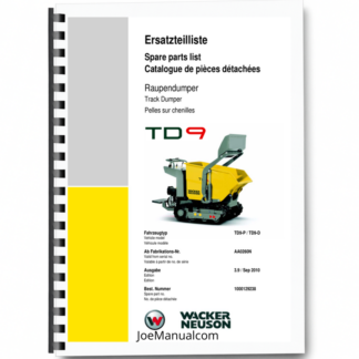 Wacker Neuson TD9 Dumper Parts Catalog SN from AA0260N v3.9 Printed Book