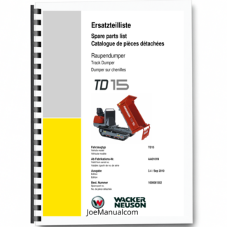 Wacker Neuson TD15 Dumper Parts Catalog SN AA0101N v3.4 Printed Book