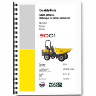 Wacker Neuson 3001 Dumper Parts Catalog SN from AE310242 EA01286 v3.1 Printed Book