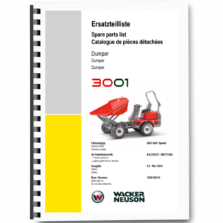 Wacker Neuson 3001 Dumper Parts Catalog SN from AA31001D AB27126D v3.5 Printed Book