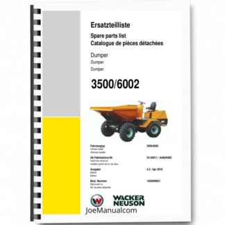 Wacker Neuson 3500 6002 Dumper Parts Catalog SN from S1-60011 AA60448D v4.2 Printed Book