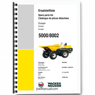 Wacker Neuson 5000 8002 Dumper Parts Catalog SN from 002-8002D AA80181D v4.2 Printed Book