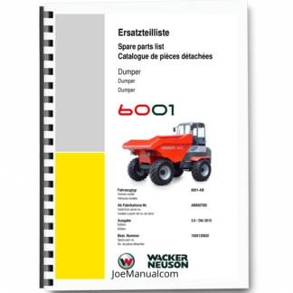 Wacker Neuson 6001 Dumper Parts Catalog SN from AB60078D v3.6 Printed Book