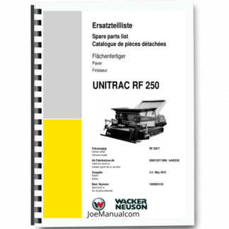 Wacker Neuson RF250 Unitrac Paver Parts Catalog Printed Book