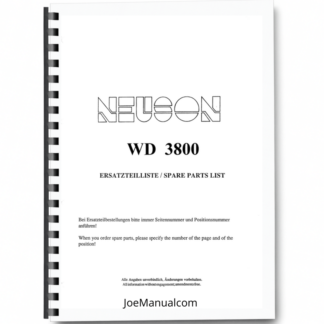 Wacker Neuson WD 3800 Excavator Parts Catalog Printed Book