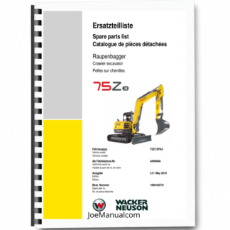 Wacker Neuson 75Z3 Crawler Excavator Spare Parts List AH00646 Printed Book