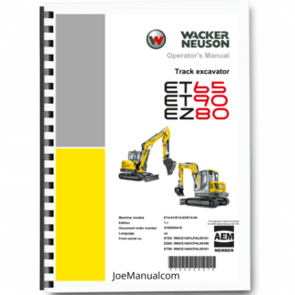 Wacker Neuson ET65 ET90 EZ80 Excavators Operators Manual LPAL CPAL v1.1 Printed Book
