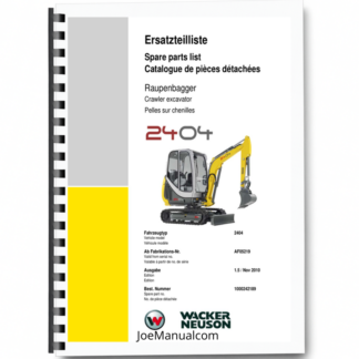 Wacker Neuson 2404 Excavator Parts Catalog SN from AF05219 v1.5 Printed Book