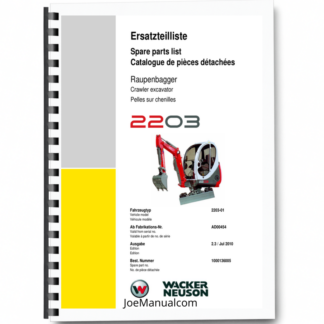 Wacker Neuson 2203 Excavator Parts Catalog SN from AD00454 v2.3 Printed Book