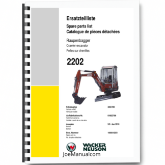 Wacker Neuson 2202 RD Excavator Parts Catalog SN from 010027 96 v3.3 Printed Book