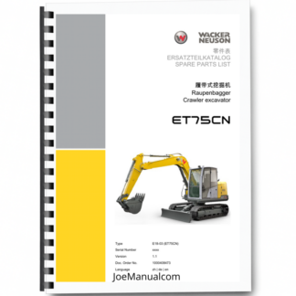 Wacker Neuson ET75CN Excavator Parts Catalog v1.1 Printed Book