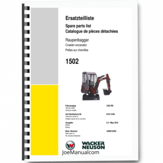 Wacker Neuson 1502 RD Excavator Parts Catalog SN from 010114 96 v3.4 Printed Book