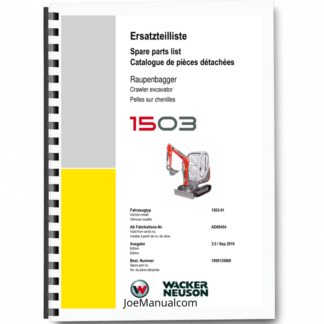 Wacker Neuson 1503 Crawler Excavator Parts Catalog SN from AD00454 v3.5 Printed Book