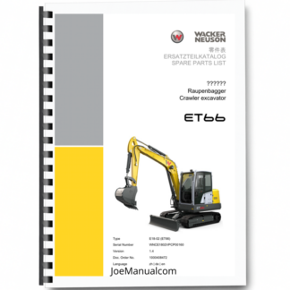 Wacker Neuson ET66 Exavator Parts Catalog SN from WNCE180VPCP00160 v1.4 Printed Book