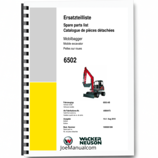 Wacker Neuson 6502 Wheel Excavator Parts Catalog SN from AB00473 v14.4 Printed Book