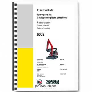 Wacker Neuson 6002 Track Excavator Parts Catalog SN from AB00473 v11.4 Printed Book