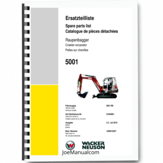 Wacker Neuson 5001 RD Excavator Parts Catalog SN from 51940901 v3.3 Printed Book
