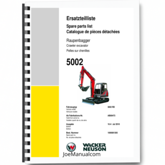 Wacker Neuson 5002 RD Excavator Parts Catalog SN from AB00473 v10.4 Printed Book