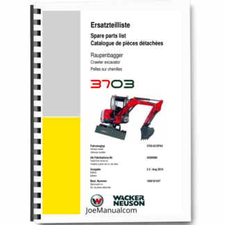 Wacker Neuson 3703 Track Excavator Parts Catalog SN from AG00580 v2.3 Printed Book