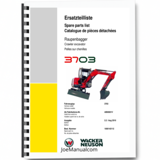 Wacker Neuson 3703 Track Excavator Parts Catalog SN from AB00001V v2.2 Printed Book