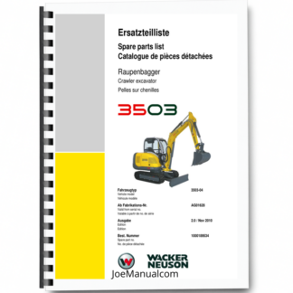Wacker Neuson 3503 Track Excavator Parts Catalog SN from AG01628 v2.0 Printed Book