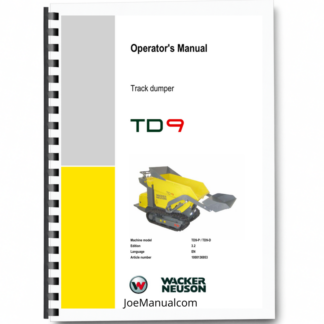 Wacker Neuson TD9P TD9D Track Dumper Operators Manual v3.2 Printed Book