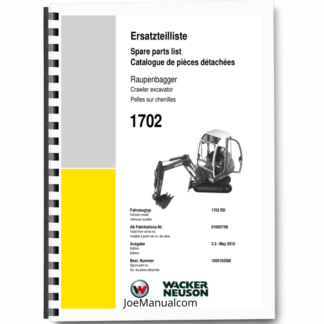 Wacker Neuson 1702RD Crawler Excavator Parts Catalog SN from 010007 96 v3.3 Printed Book