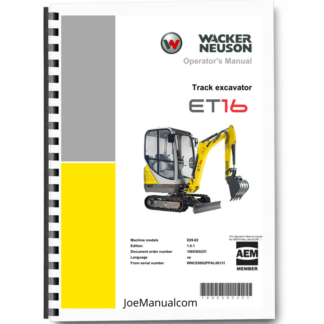 Wacker Neuson ET16 Mini Excavator Operators Manual v1.0.1 Printed Book