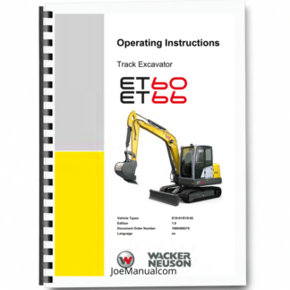 Wacker Neuson ET60 ET66 Excavator Operation Manual v1.0 Printed Book