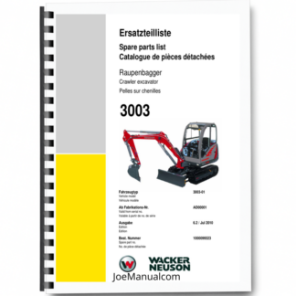 Wacker Neuson 3003 Crawler Excavator Parts Catalog SN from AD00001 v6.2 Printed Book