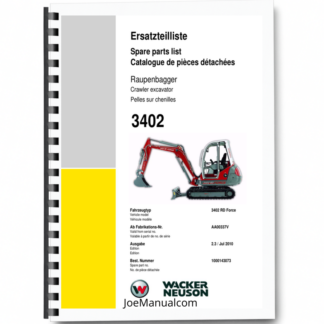 Wacker Neuson 3402RD Force Crawler Excavator Parts Catalog SN from AA00337V v2.3 Printed Book