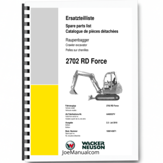 Wacker Neuson 2702RD Force Crawler Excavator Parts Catalog SN from AA00337V v2.3 Printed Book