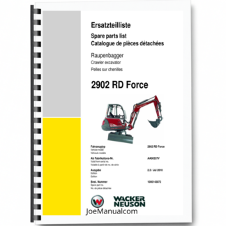 Wacker Neuson 2902RD Force Crawler Excavator Parts Catalog SN AA00337V v2.3 Printed Book