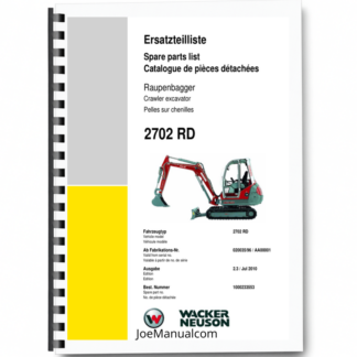 Wacker Neuson 2702RD Crawler Excavator Parts Catalog SN from 020035 96 AA00001 v2.3 Printed Book