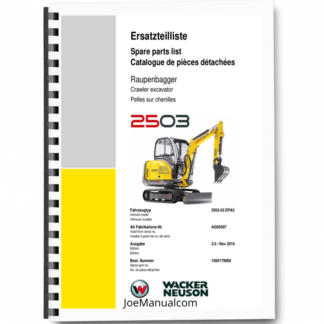 Wacker Neuson 2503 Crawler Excavator Parts Catalog SN from AG00597 v3.0 Printed Book