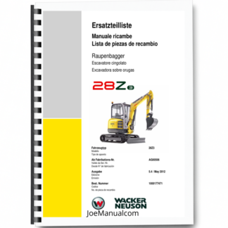 Wacker Neuson 28Z3 Excavator Parts Catalog SN from AG00506 v5.4 Printed Book