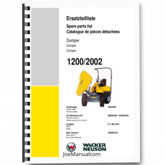 Wacker Neuson 1200 2002 Dumper Parts Catalog SN from AB000344F AC000345S v5.4 Printed Book