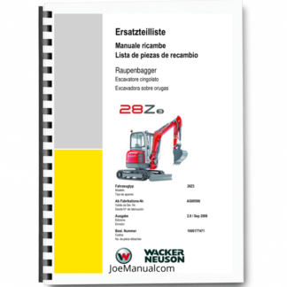 Wacker Neuson 28Z3 Crawler Excavator Parts Catalog SN from AG00506 v2.8 Printed Book