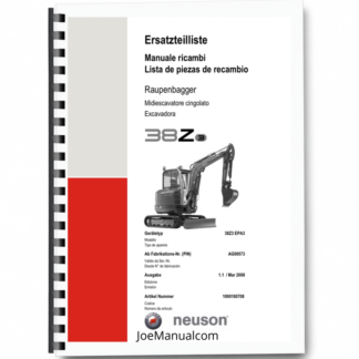 Wacker Neuson 38Z3 EPA3 Excavator Parts Catalog SN from AG00573 v1.1 Printed Book