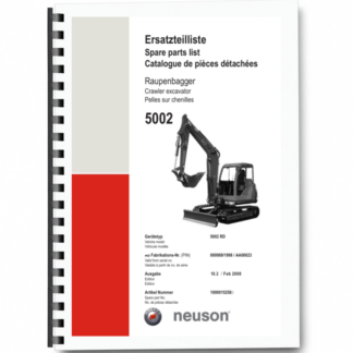 Wacker Neuson 5002 RD Excavator Parts Catalog SN from 000989/1998 AA00023 v10.2 Printed Book