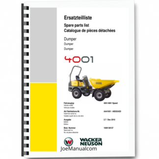 Wacker Neuson 4001 Dumper Parts Catalog SN from AA41001 AB35242D v2.7 Printed Book