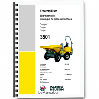 Wacker Neuson 3501 Dumper Parts Catalog SN from AB35125D v2.3 Printed Book